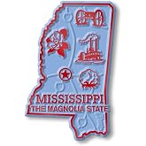 Mississippi Small State Magnet by Classic Magnets, 1.6" x 2.4", Collectible 3D Rubber Vintage-Style Souvenirs and Gifts Made in the USA