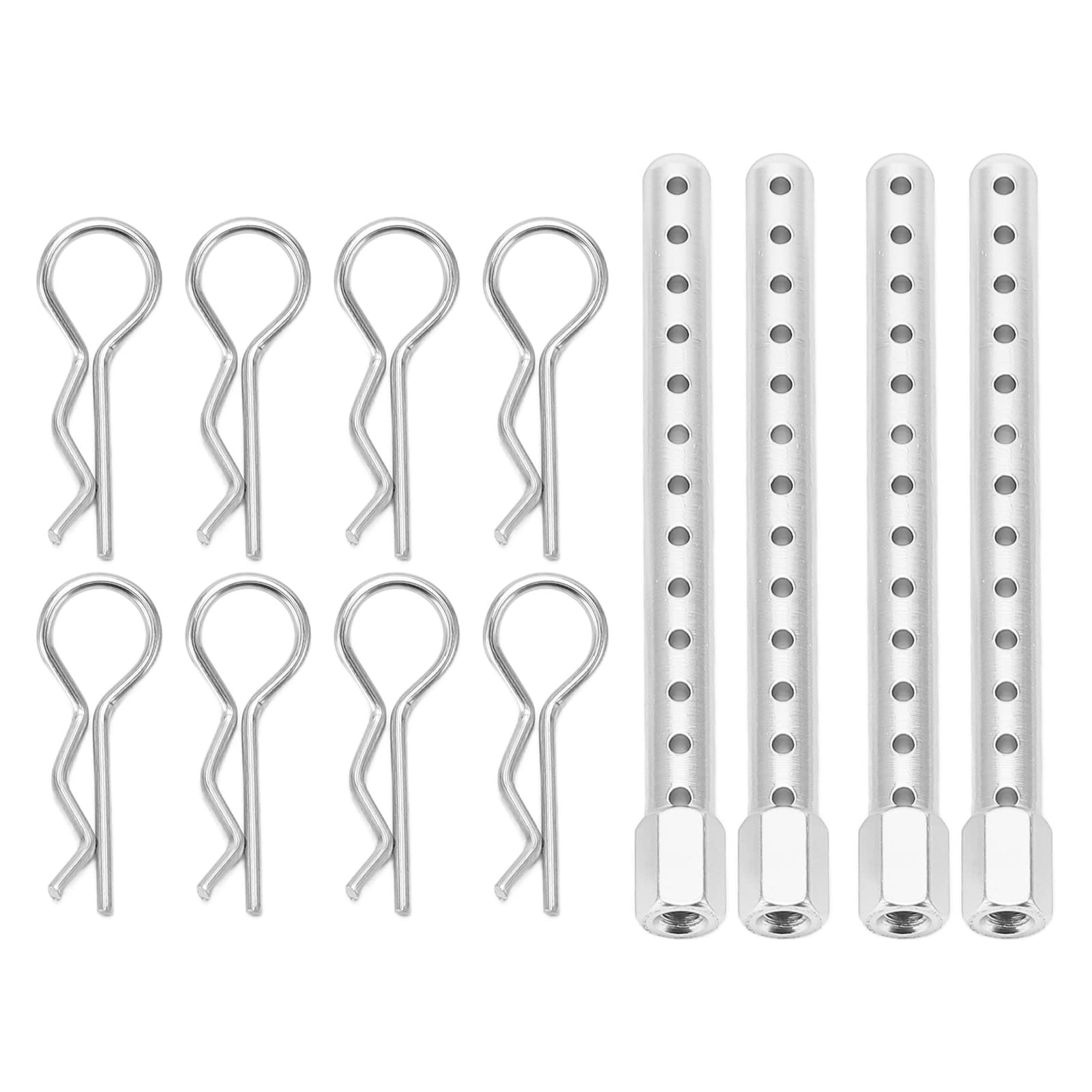 RC Body Post Aluminum Alloy RC Car Shell Column RC Car Body Shell Post Holder with Buckle for HSP 94102 94122 94103 94123 1 10(Silver) Rc Car Model Accessory