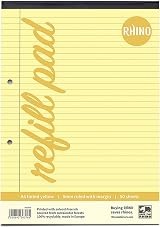 Rhino A4 Refill Pad 100 Pages 8mm Lined Blue Tint Dyslexia SEN Paper