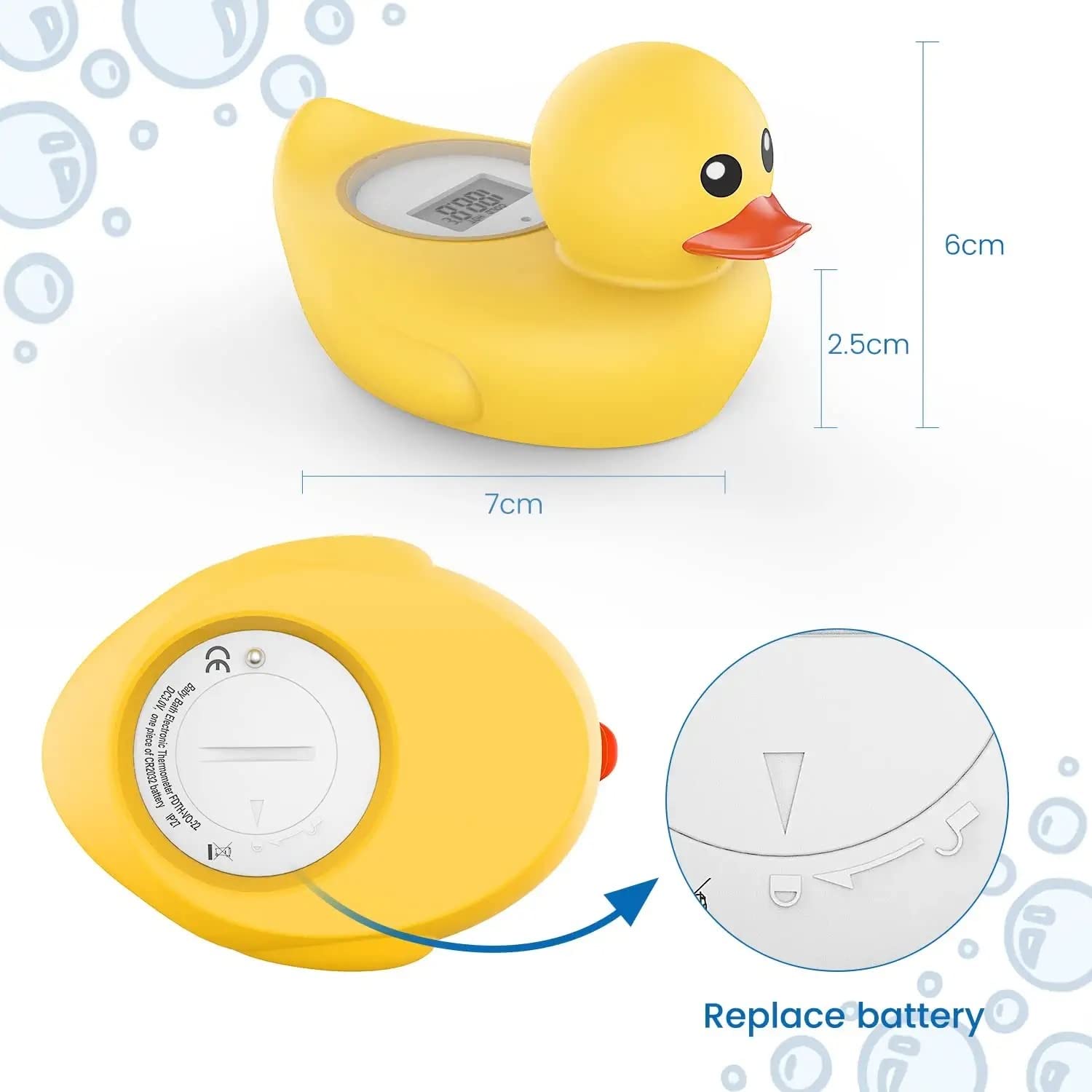 Baby Bath Thermometer Famidoc FDTH-V0-22 Water Temperature Test Floating on Water and Room Digital Bath tub Thermometers Duck Bath Thermometer Baby Safety New Upgraded