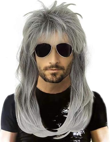 Amazon Com 70s 80s Grey Gradient Mullet Wigs Rock And Roll Wigs