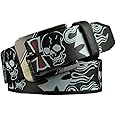 AIBEARTY Punk Skull Skeleton Pattern Pin Buckle Belt Gothic Casual Pu Leather Waistband for Women Men
