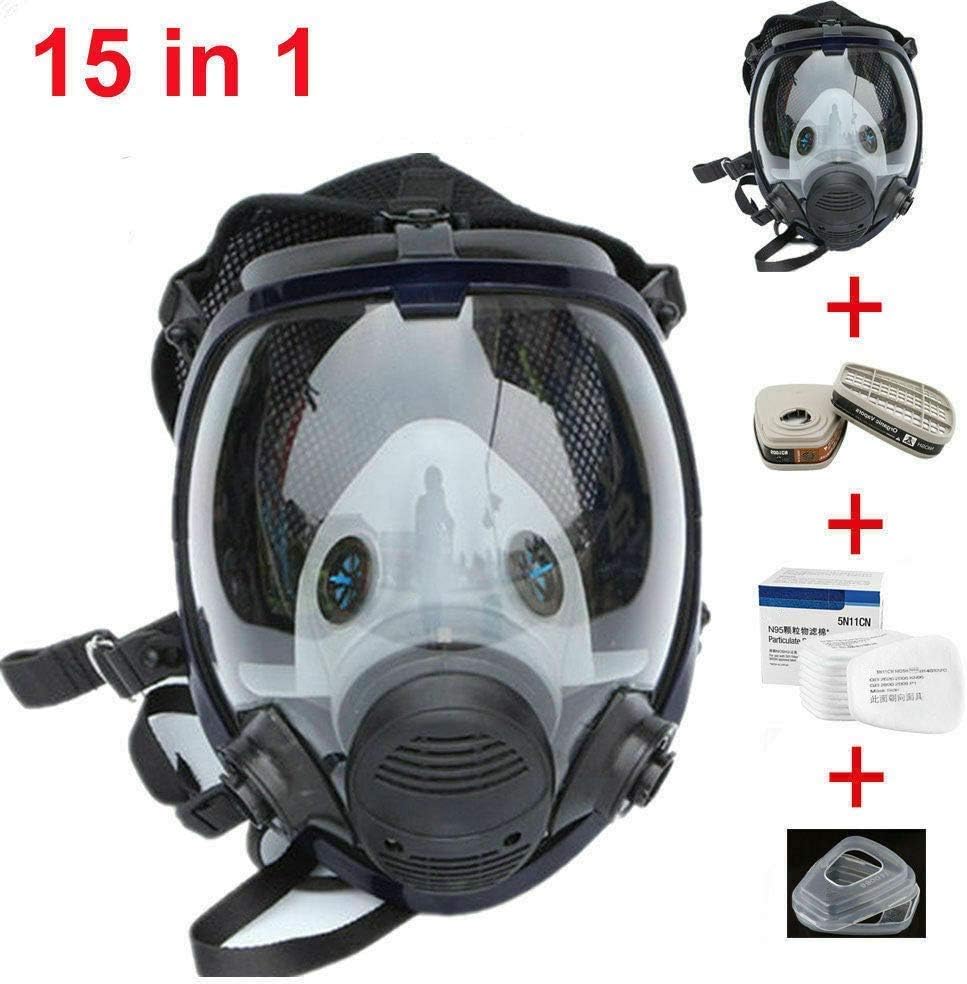 WUAZ Facial Mask Face Complete Kit Reusable Respirator Gas Mask Respirator Gas Mask with Filter Dust Silicone Spray Paint Chemicals