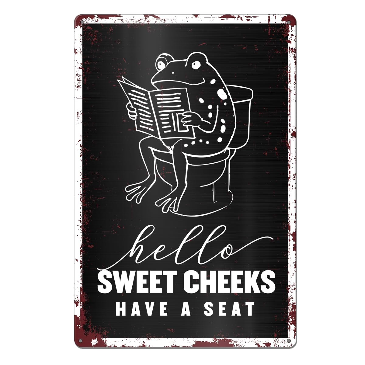 Photo 1 of ++3 pack++Funny Bathroom Toilet Sign Retro Frog on Toilet Tin Sign for Guest and Cottage Bathroom Restroom Wall Decor, 8x12 Inches