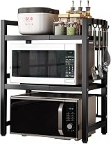 Multibao 3 Tier Expandable Microwave Rack Shelf - Black, Adjustable view 9