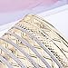 lureme Women Carved Wave Fish Silver Glitter Gold Tone Open End Wide Cuff Bangle Bracelet 06000605-1