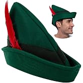 Spooktacular Creations Felt Robin Hood Hat with Feather, Alpine German Hat, 1 Pack, Tyrolean Costume Accessory for Halloween