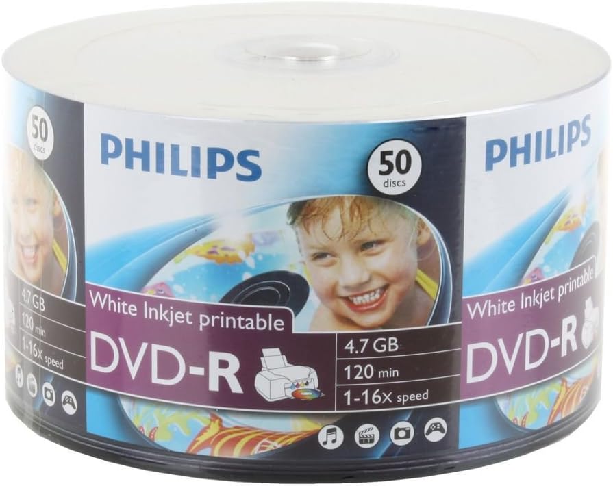 600-pk Philips 16x DVD-R White Inkjet Hub Printable Blank Recordable DVD Disk