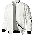 HOOD CREW Men’s Lightweight Casual Jackets Varsity Bomber Jacket Coat with Zipper