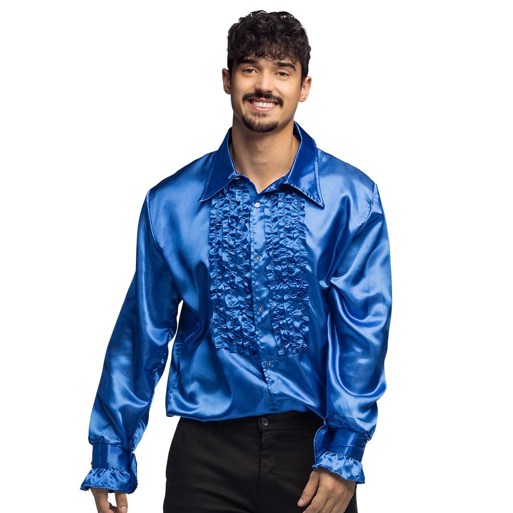 Boland - Disco Shirt with Ruffles Blue for Men Costume Party Shirt 70s Theme Party Carnival โ image 1