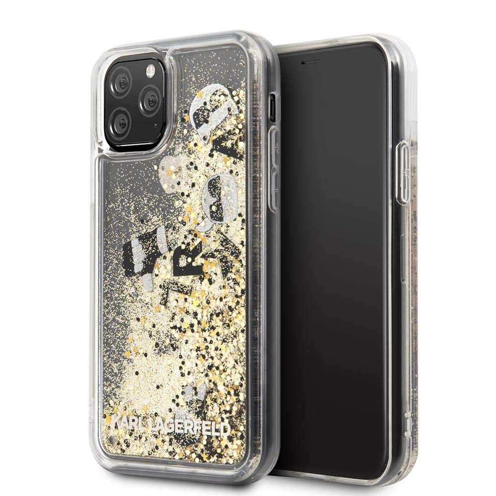 CG MOBILE Karl Lagerfeld Glitter Floating Charms KLHCN58ROGO Case for iPhone 11 Pro Black and Gold