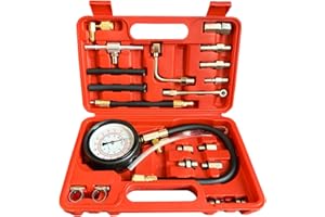 FALVFUN 0-140PSI Car Fuel Pressure Tester Kit, TU-114 Vehicle Gas Gasoline Injection Pump Pressure Tester Gauge Kit, Automobile Oil Injection Pump Diagnostic Tool Set, Universal Fit