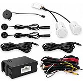 TOTMOX Blind Spot Detection System Ultrasonic Sensor Kit LED Warning White | Universal Blind Spot Detection Sensor Kit for 12V Vehicles, Ultrasonic Monitoring System with LED Indicator &amp; Buzzer Alert