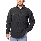 Freedom Foundry Men's Fleece Heavyweight Jackets Super Plush Sherpa Lined Jacket Shirt (Solid Black, Medium)