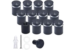 BESTANDOFF Pack of 12, Aluminum Standoff Screws, Wall Sign Standoff Mounting Hardware Advertising Glass Standoff Nail for Hanging Acrylic Picture Frame (12, Black, 3/4" x 3/4“)