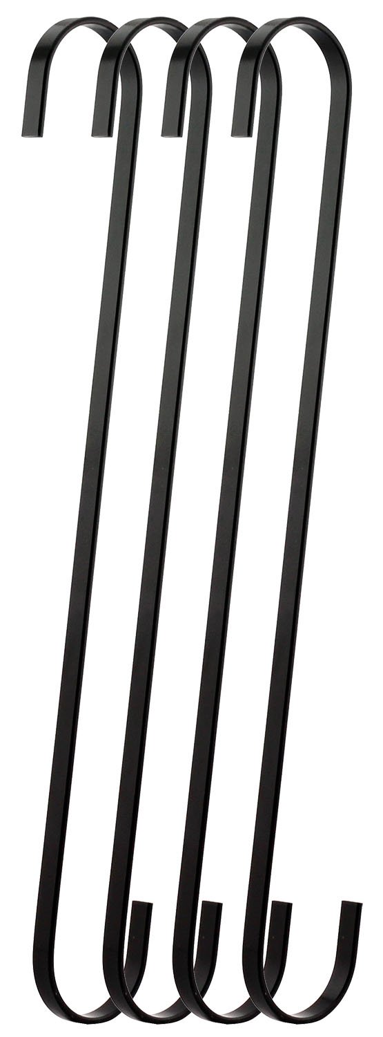 Photo 1 of RuiLing 4-Pack 12 Inch Black Chrome Finish Steel Hanging Flat Hooks - S Shaped Hook Heavy-Duty S Hooks, for Kitchenware, Pots, Utensils, Plants, Towels, Gardening Tools, Clothes