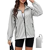 CRIPOM Packable Rain Jacket Women Waterproof Lightweight Jacket With Hood Womens Windbreaker Jacket S-XXL