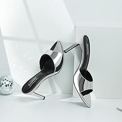 Susanny Mule Silver Heels for Women Pointed Open
