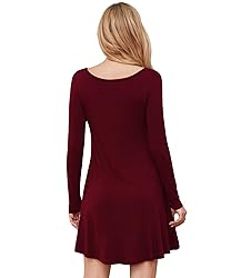 DEARCASE Women's T-Shirt Dress Wine Red X-Large