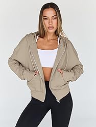 Trendy Queen Hoodies for Women Full Zip Up Cropped