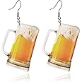 coadipress Lifelike 3D Simulation Beer Mug Dangle Drop Earrings for Women Acrylic Wine Glass Earrings Funny Food JUICE Earrings Creative Party Jewelry