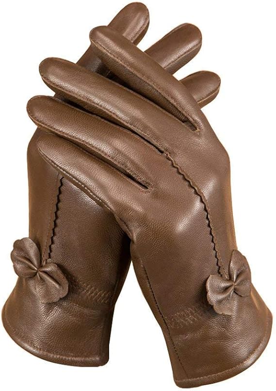 Ladies Winter Warm Leather Driving Lambskin Gloves Outdoor Unique