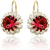 Brazel 18K Gold Plated Crystal Flower Earrings for Women