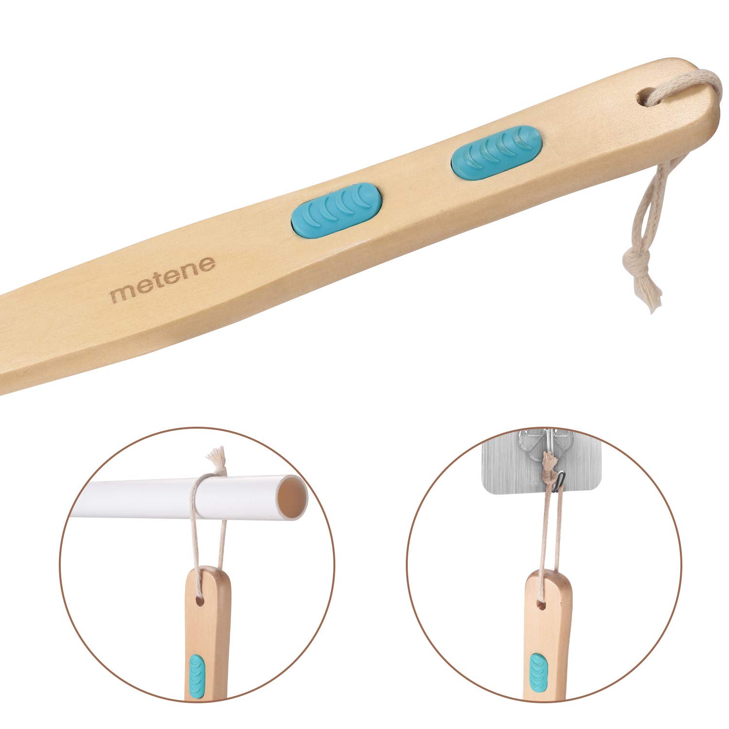 Shower Brush with Soft and Stiff Bristles, for Exfoliating Skin and A Soft Scrub, Double-sided Brush Head for Wet or Dry Brushing, Specially Long Wooden Handle Cleans the Body Easily : Beauty