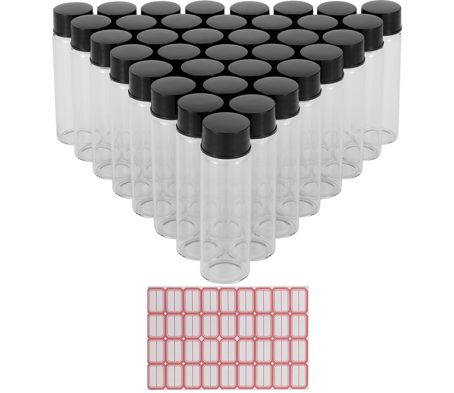 Pxyelec Clear Glass Sample Vials, Empty Glass Bottles with Screw Cap Capacity 15 ML (0.53 Oz), Pack of 36, Comes with Red Handwritten Sticker Paper