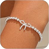 Sewyer Gold Bracelets for Women, Cute 14K Gold/Silver Plated Stretch Beaded Bracelets for Women Trendy Stackable Charm Bracelet Dainty Adjustable Waterproof Non Tarnish Jewelry Gifts for Her