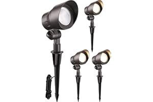 LEONLITE Low Voltage LED Spotlight Landscape Lights, 12V AC/DC Garden Lights Outdoor Pathway, ETL Listed Die-cast Aluminum, CRI90+ for Bush Yard Lighting, Bronze Finish, 3000K Warm White, Pack of 4