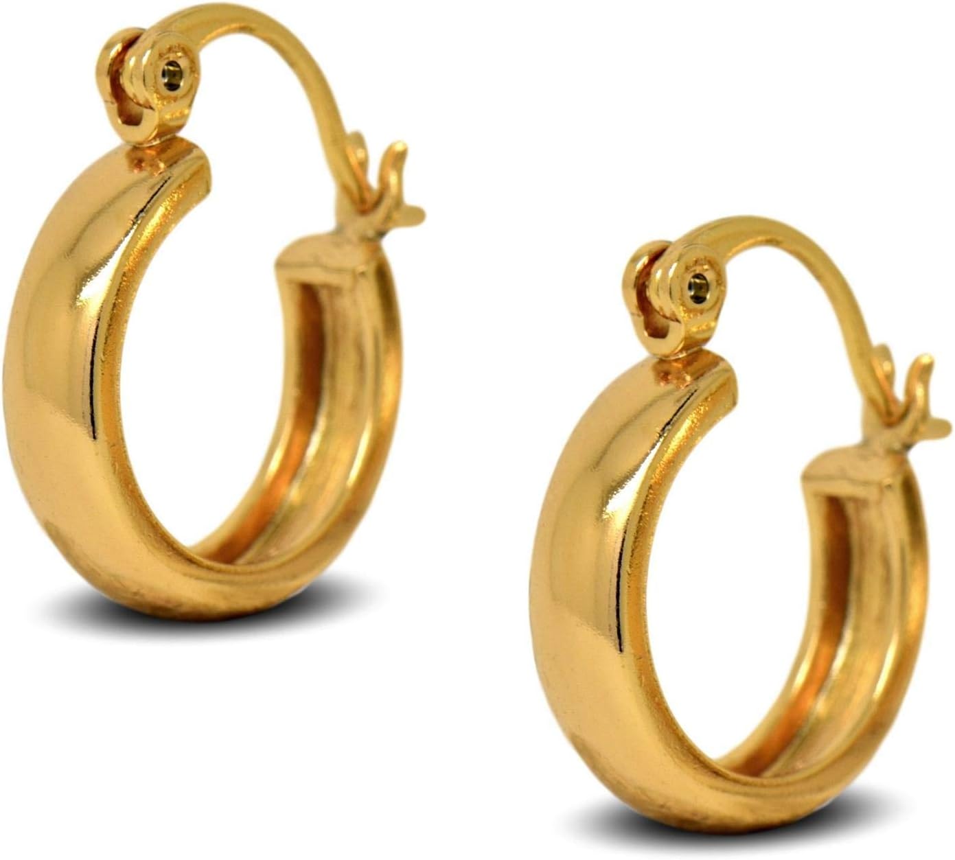 Blue Diamond Club18ct Gold Filled Creole Hoop Earrings Womens Small 15mm Round
