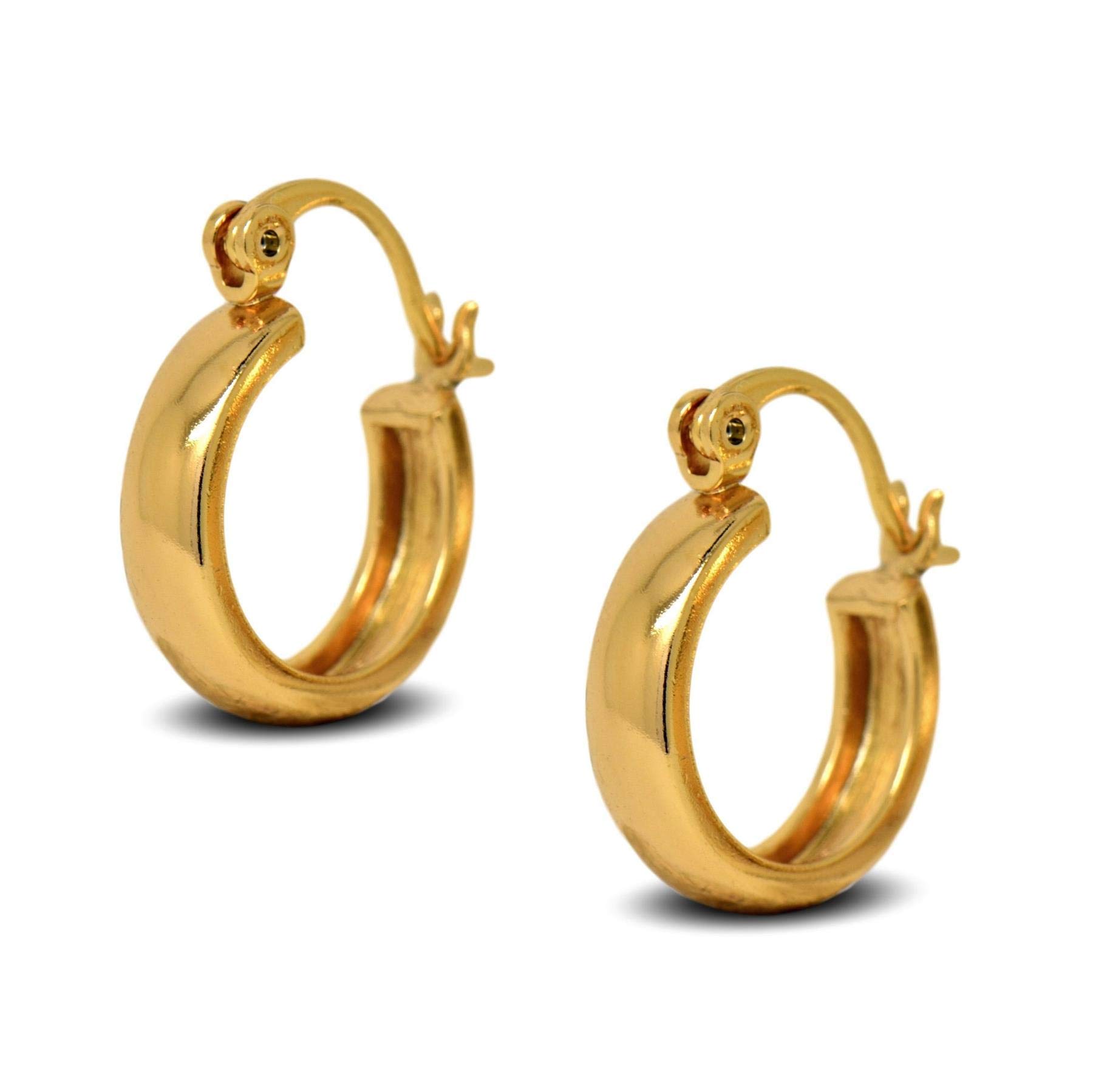 Blue Diamond Club18ct Gold Filled Creole Hoop Earrings Womens Small 15mm Round