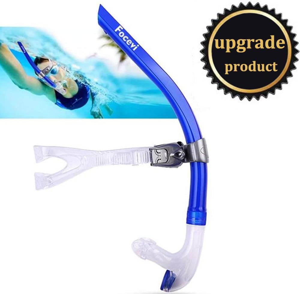 Focevi Swim Snorkel for Lap Swimming,Adult Swimmers Snorkeling Gear for Swimming Snorkel Training in Pool and Open Water,Snorkle Center Mount Silicone Mouthpiece One-Way Purge Valve