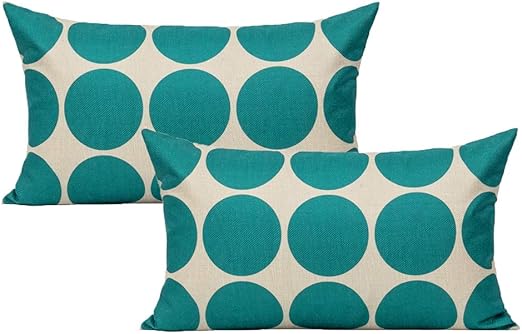 Amazon Com All Smiles Teal Lumbar Rectangle Throw Pillow Covers Case 12x20 Set Of 2 Oblong Turquoise Decorative Cushion Outdoor Square For Home Decor Patio Couch Bed Living Room Home Kitchen