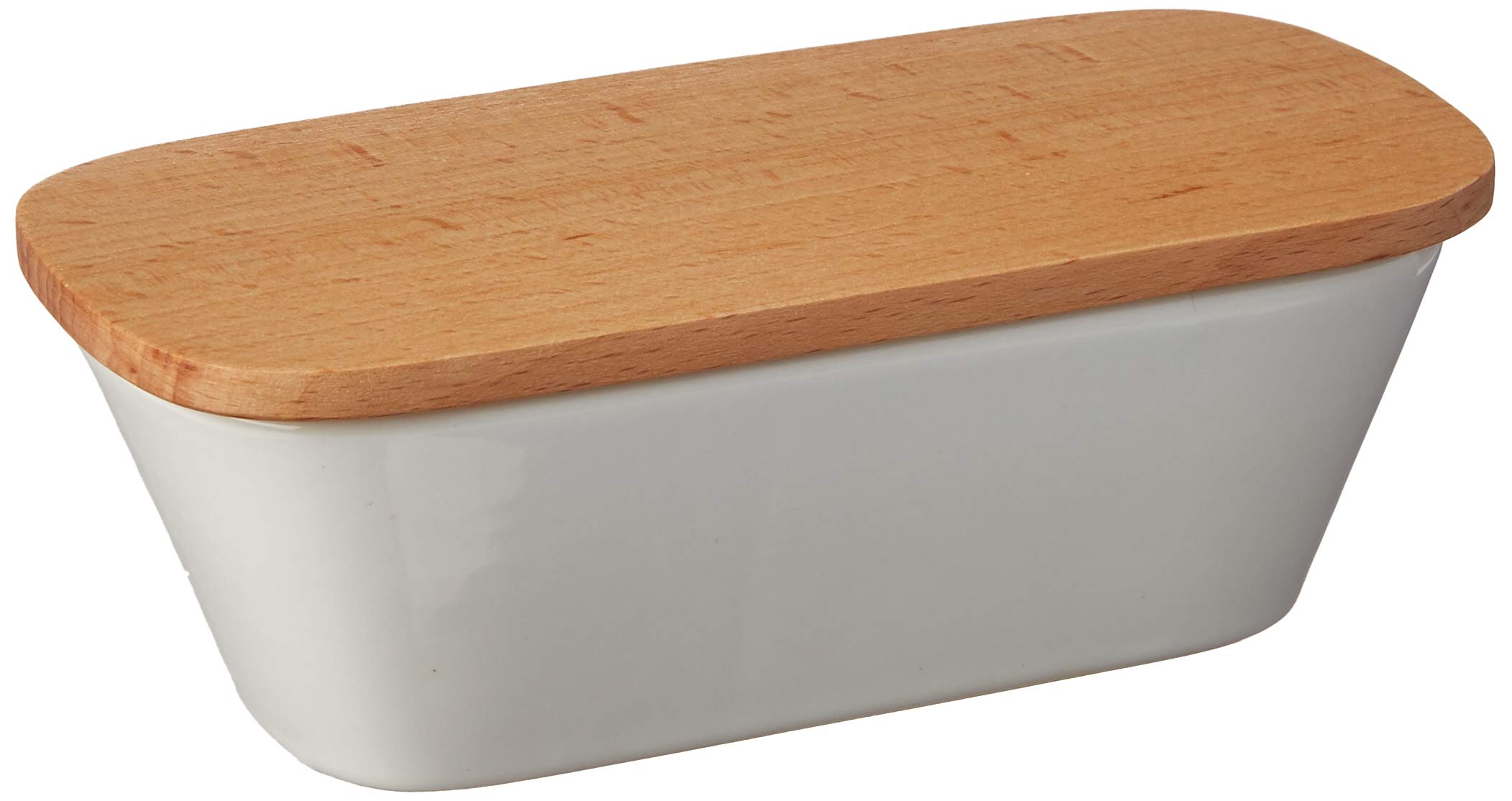Talisman Designs Stoneware Butter Dish with Beechwood Lid Solid Wooden Lid Butter Holder Covered Butter Dish Fun & Functional Kitchen Supplies