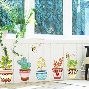 zxwd Pegatinas De Pared Con Borde En Macetas De Flores Sala De Estar