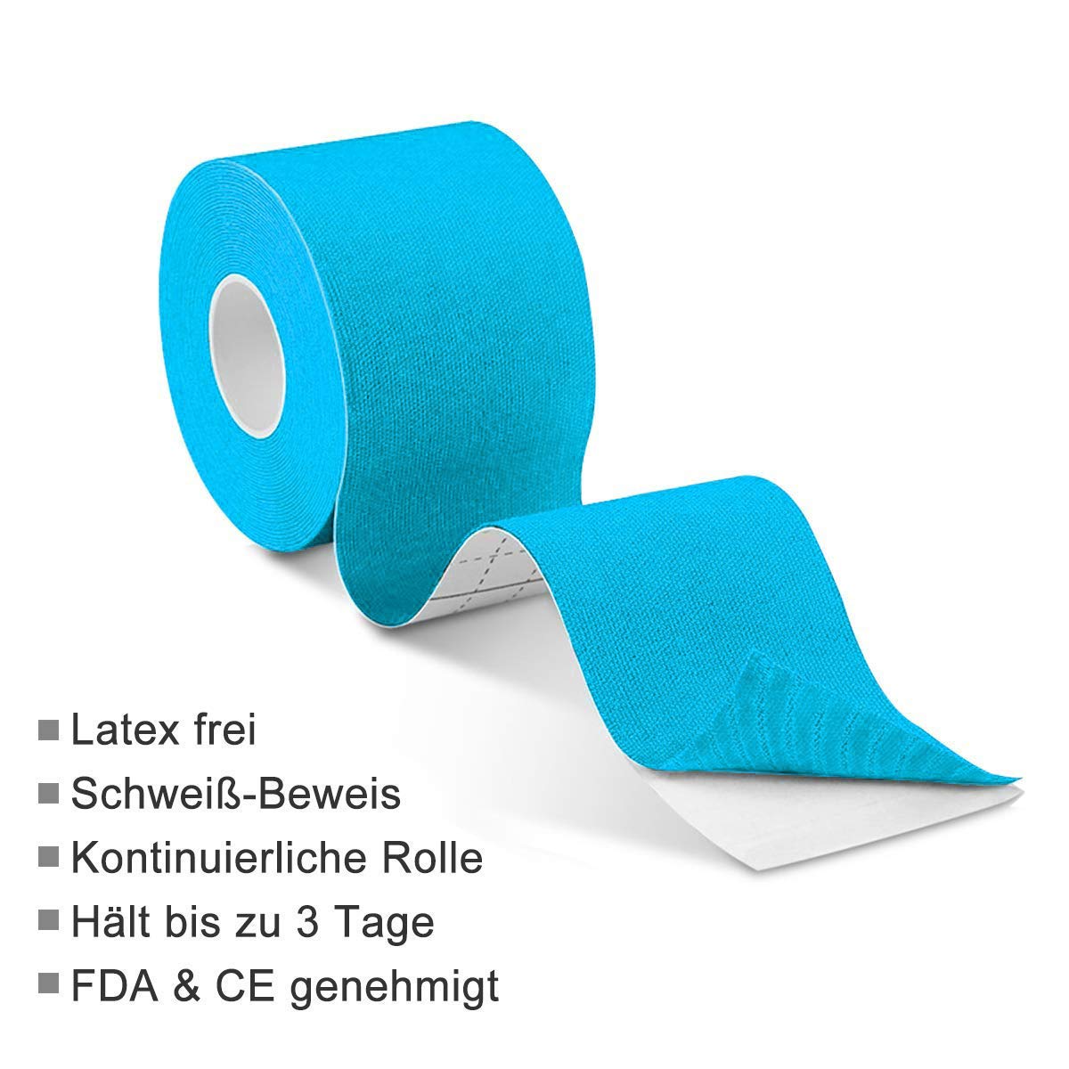 Physio Tape Kinesiologie Tape 5m x 5cm, Muskeln Kinesiology sport vorgeschnitten, Rollenlänge Elastisches Therapeutisches sport verletzungen Tape Elastische Bandage für Plantarfasziitis Physiotherapie