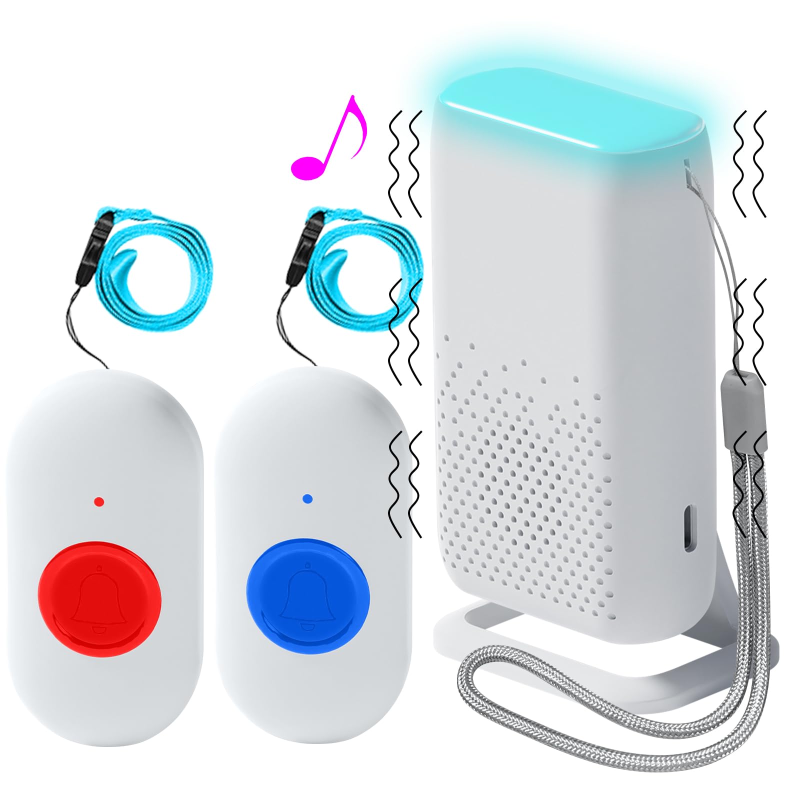 ALEENFOON Wireless Caregiver Pager Vibration Caregiver Pager Home Safety Patient Alert Alarm System Elderly Alarm Call Button Personal Alarms for Elderly Kids (2 to 1)
