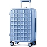aji Carry On Luggage 22x14x9 Airline Approved with 8 Spinner Wheels, 20 Inch Lightweight Luggage with TSA Lock, 100% PC Hard Shell Travel Luggage Suitcases for Men Women, Blueberry Blue