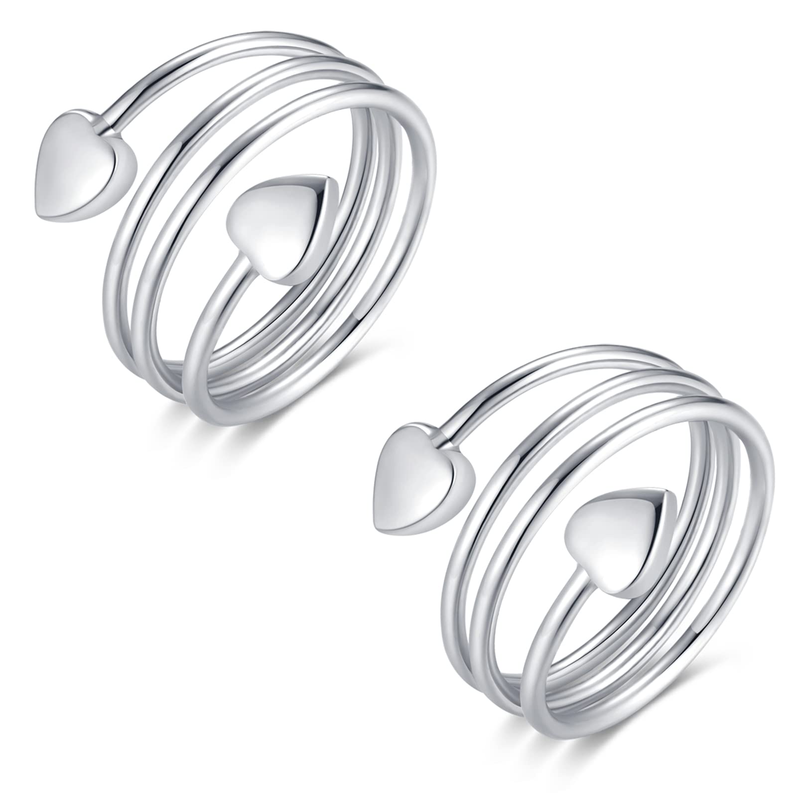 Vicmag 2 PCS Magnetic Copper Rings for Women with Ultra Strength Magnetic 99.99% Solid Pure Copper Adjustable with Gift Box (2 Sliver)