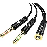 DigitConvert Headphone Splitter Cable for Computer,3.5mm Female to 2 Dual Male Headphone Microphone Y Splitter Cable Mic Audi