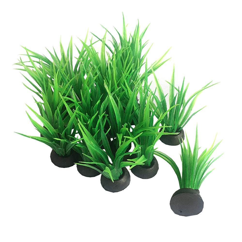Smoothedo-Pets Aquarium Plants Fish Tank Decorations 20pcs Small Size/1inch Tall Plastic Artificial Plant Goldfish Waterscape Fish Hides Mini Grass Set (Green-B) — image 1