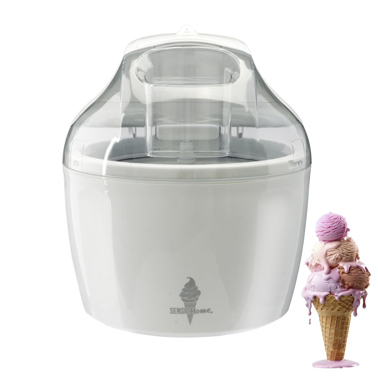 Sensio Home Ice Cream Maker Machine - Gelato Sorbet Frozen Yoghurt in 20 Minutes - Detachable Mixing Paddle - Easy to Operate – Voted Winner Independent Best Buy (White)
