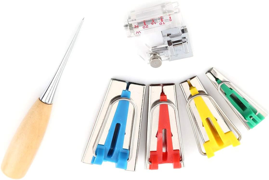 NCONCO Sewing Machine Set Bias Tape Makers Bias Binder Foot Awl Ball Pins for Quilting Sewing