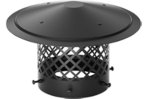 HAHAEMALL 6 Inch Round Chimney Cap: Cone Top Fireplace Chimney Caps for Outside with Screen- All Weather & No Assembly Stove Pipe Roof Vent Cap Cover to Fit Existing Clay Flue Tile Sizes, Black