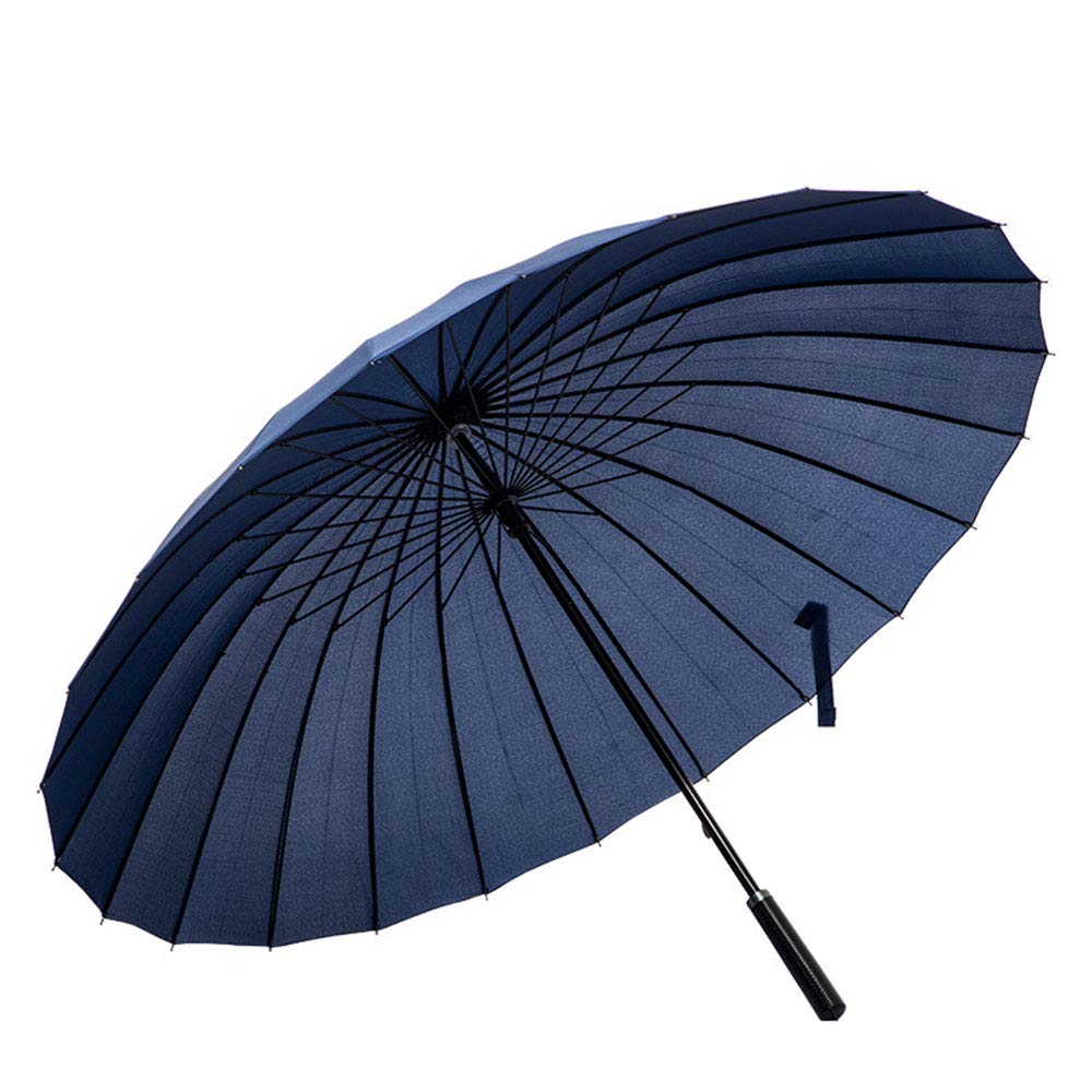 Lancoon Stick Umbrellas with 24 Fiberglass Ribs Windproof,Waterproof,Long Handle Straight Anti-UV Sun/Rain Stick Umbrella KS07Blue