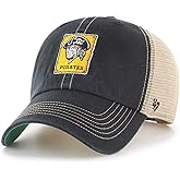 47 MLB Trawler Primary Logo Cooperstown Mesh Trucker Clean Up Adjustable Hat, Adult One Size Fits All - Pittsburgh Pirates Black