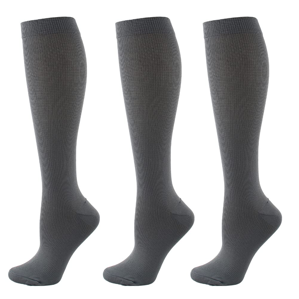 HYCOPROT Compression Socks for Women & Men Circulation (3 Pairs) 15-20 mmHg for Athletics Running Nurses Pregnancy Travel