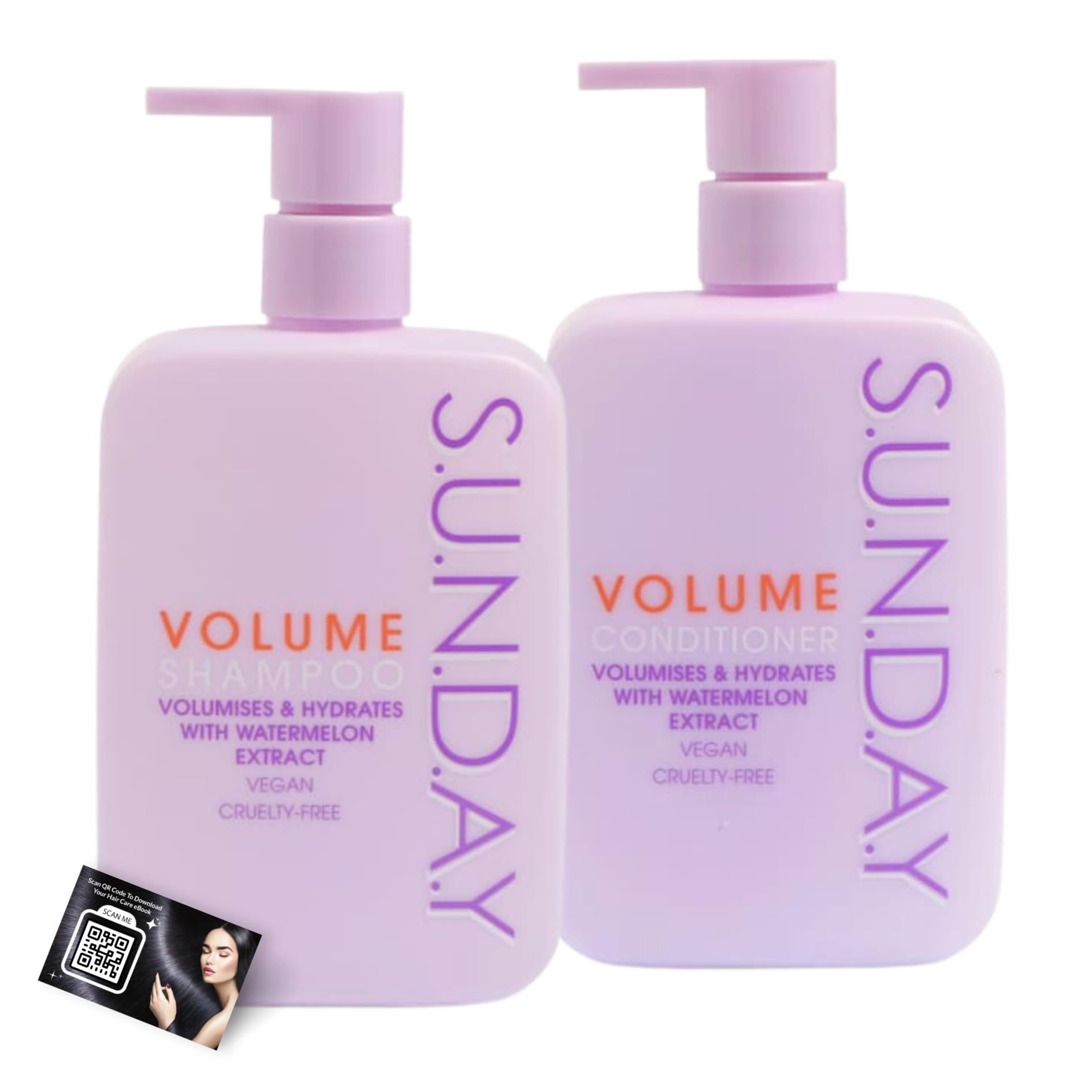 Sunday Volume Shampoo & Conditioner Bundle with Watermelon Extract (350ml each) | Vegan, Cruelty-Free | Boosts Body & Shine | Includes ShopZee Haircare eBook (Volume Set)